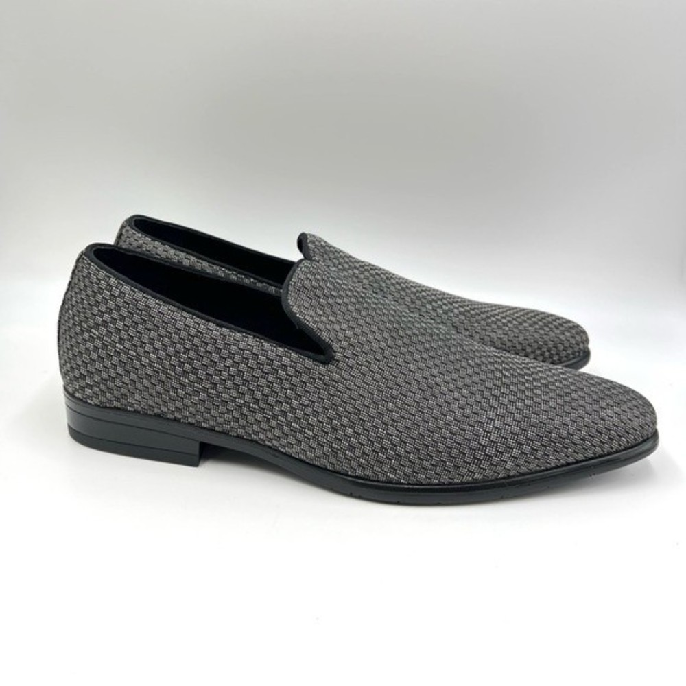 9.5W 9.5 W WIDE Stacy‎ Adams Saville Black Gray Silver Slip On Loafers Shoes